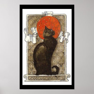 Black Cat / Chat Art Nouveau Poster by ArtNouveauDaz