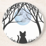 Black Cat Coaster Fat Cat Art Decor Cat Lover Gift