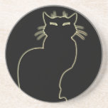 Black Cat Coaster Fun Cat Art Decor Cat Lover Gift