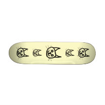 Black cat face cartoon. On Cream. Skate Board Deck