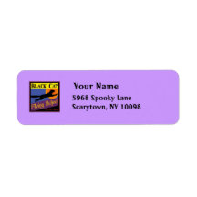 Black Cat Flying School Custom Halloween Labels