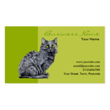 Black Cat green Business Card