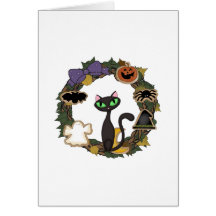 Black Cat Halloween Greeting Card
