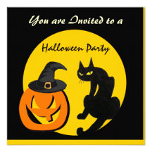 BLACK CAT HALLOWEEN PARTY CUSTOM ANNOUNCEMENTS