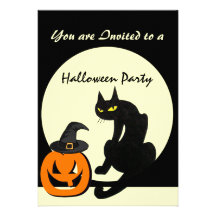 BLACK CAT HALLOWEEN PARTY CUSTOM ANNOUNCEMENTS