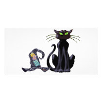 BLACK CAT & HAT by SHARON SHARPE Photo Greeting Card