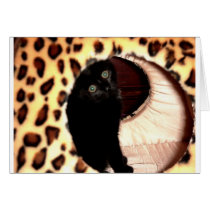 Black Cat in a leopard hooch Cards