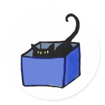 Black Cat in Blue Box Sticker