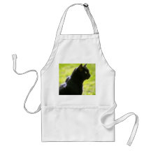 Black Cat in Profile Aprons