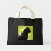 Black Cat in Profile Canvas Bag