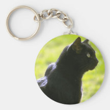 Black Cat in Profile Key Chains