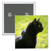 Black Cat in Profile Pin
