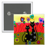 Black Cat Lovers Art Gifts Button