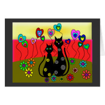 Black Cat Lovers Art Gifts Greeting Cards