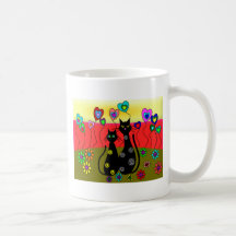 Black Cat Lovers Art Gifts Mugs
