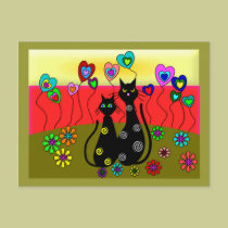 Black Cat Lovers Art Gifts postcards