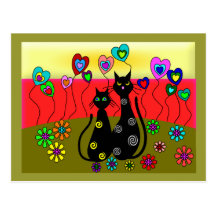 Black Cat Lovers Art Gifts Postcards