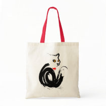 Black Cat 'n' Heart Tote Bags