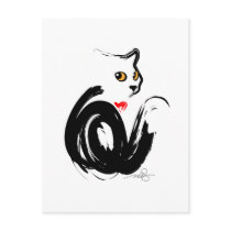 Black Cat 'n' Heart Postcards