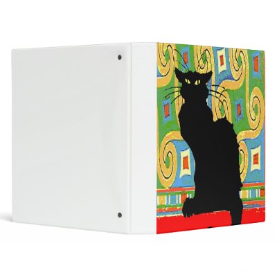 Black Cat on Abstract Wallpaper Vinyl Binders by figstreetstudio