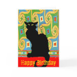 Black Cat on Abstract Wallpaper, Happy Birthday Cards