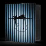 Black Cat on Black & Blue Stripes binders