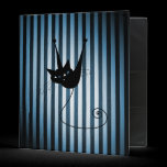 Black Cat on Black & Blue Stripes binders