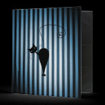 Black Cat on Black & Blue Stripes binders