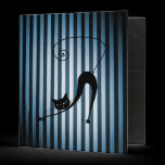 Black Cat on Black & Blue Stripes binders