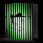 Black Cat on Black & Green Stripes binders