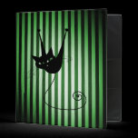 Black Cat on Black & Green Stripes binders