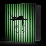 Black Cat on Black & Green Stripes binders