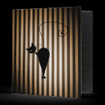 Black Cat on Black & Orange Stripes binders