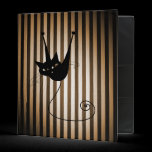Black Cat on Black & Orange Stripes binders