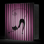 Black Cat on Black & Pink Stripes binders