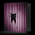Black Cat on Black & Pink Stripes binders