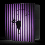 Black Cat on Black & Purple Stripes binders