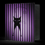 Black Cat on Black & Purple Stripes binders