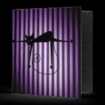 Black Cat on Black & Purple Stripes binders