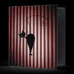 Black Cat on Black & Red Stripes binders