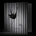 Black Cat on Black & White Stripes binders
