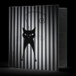 Black Cat on Black & White Stripes binders