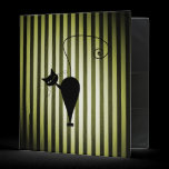 Black Cat on Black & Yellow Stripes binders