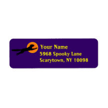 Black Cat Orange Moon Purple Halloween Labels