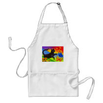 Black Cat Painting Butterflies Art - Multi Aprons