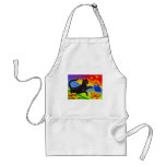 Black Cat Painting Butterflies Art - Multi Aprons