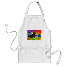 Black Cat Painting Butterflies Art - Multi Aprons