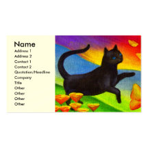 Black Cat Painting Butterflies Art - Multi Business Card Templates
