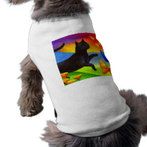 Black Cat Painting Butterflies Art - Multi Dog Tee Shirt