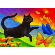 Black Cat Painting Butterflies Art - Multi Photo Cutouts